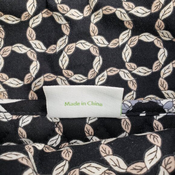 Vera Bradley Retired Shoulder Bag Camellia Cream Tan Blue Black Zipper Tote - Picture 5 of 14